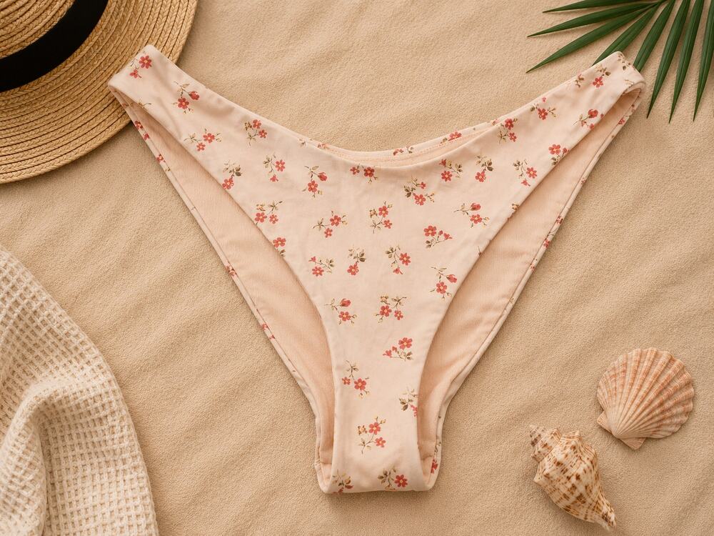NWT Aerie Women's Floral Print High Cut Cheeky Bikini Swim Bottom Pink Size M
